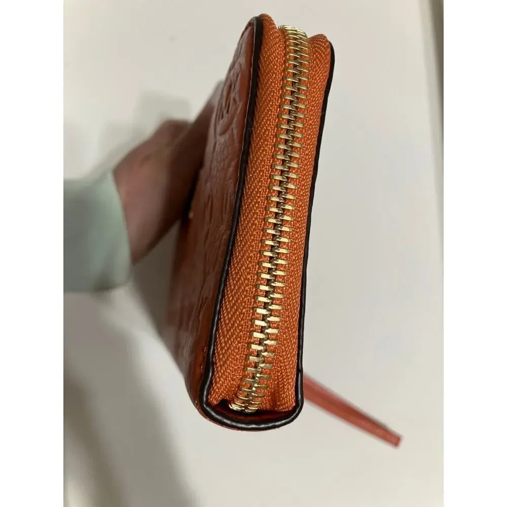 MICHAEL KORS, ORANGE LEATHER SIGNATURE WOMENS LARGE WALLET